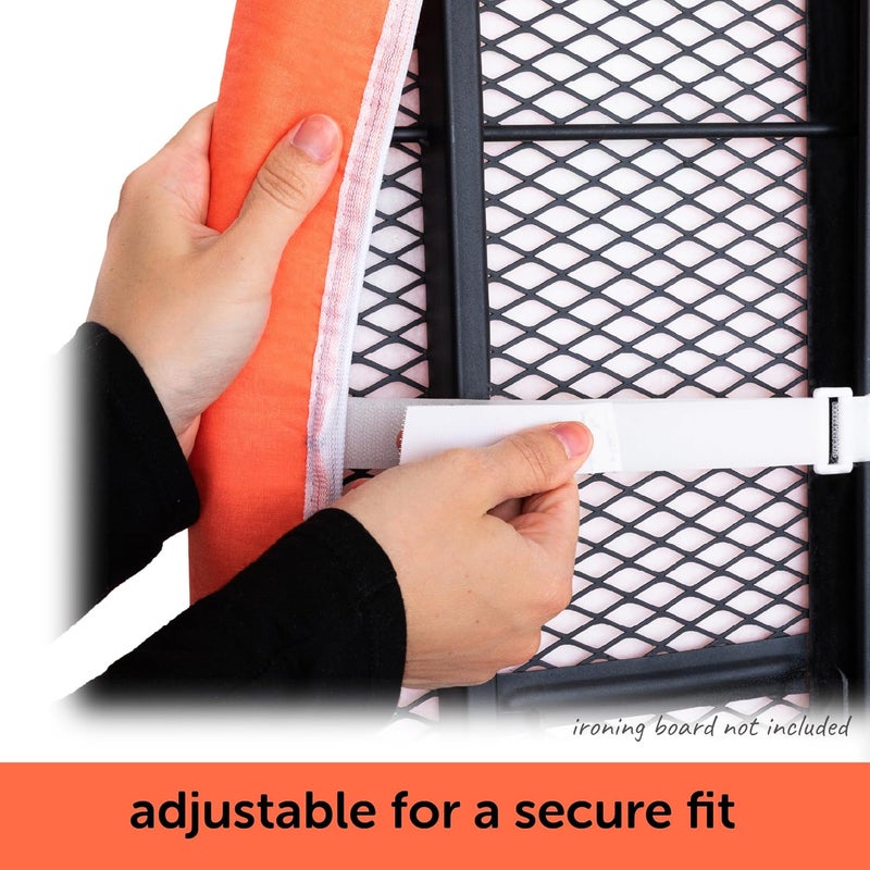 Oliso Ironing Board Cover, Durable 100% Cotton Lined with Professional Grade Felt pad - Fits Standard 54” x 15" Boards, a Wide Elastic Edge, Two Adjustable Straps for Secure Fit (Coral) - Image 4